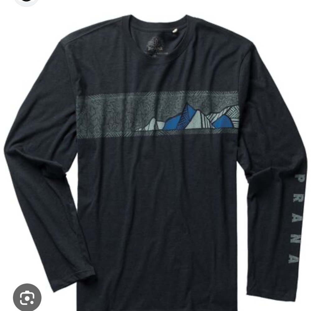 Prana Men's Dark Gray Mountain Graphic Long Sleeve Tee